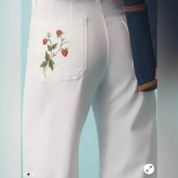 Anthropologie The Colette Wide Leg Cropped Pants by Maeve: Embroidered Edition - Picture 2 of 13